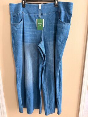 HALARA Blue Wide-Leg Pull-On Jeans